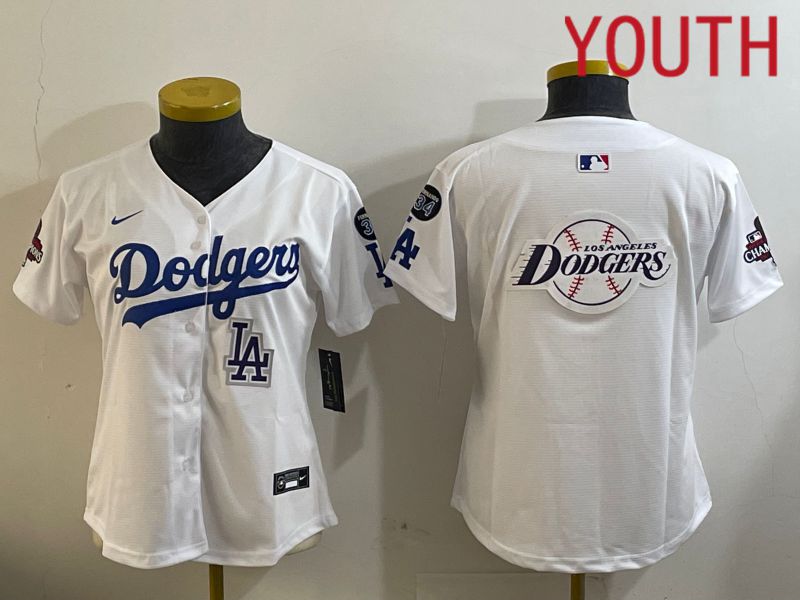 Youth Los Angeles Dodgers Blank White Game 2024 Nike MLB Jersey style 12099->youth mlb jersey->Youth Jersey